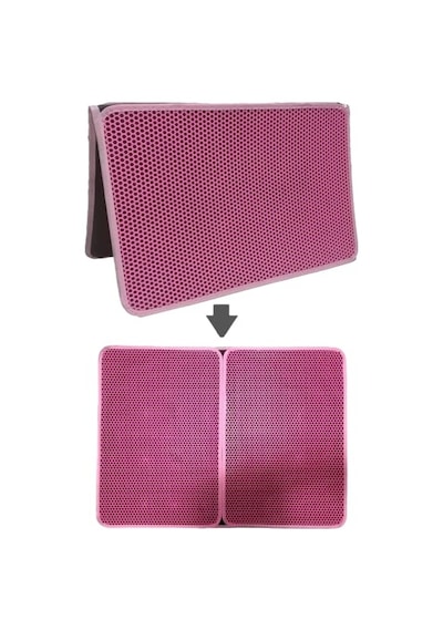 Tineke Büyük Boy Elekli Kedi Tuvalet Önü Paspası Katlanabilir 82 X 60 Cm Pembe 2li