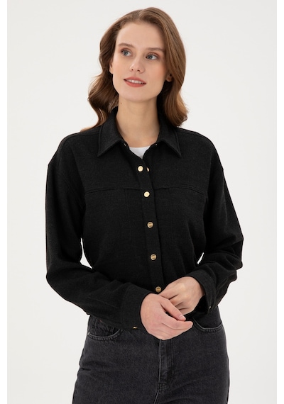 U.s. Polo Assn. Kadın Siyah Gömlek Desenli 50289843-vr046 Siyah
