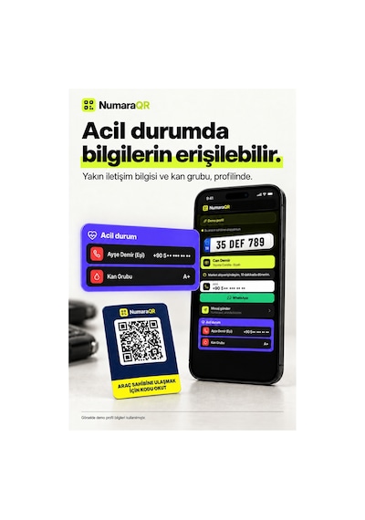 Qr Kodlu Numaratör Araç Ve Motosiklet İçin Qr Etiket Park Numaratörü 8,5x5,5 Cm Lacivert Numaraqr