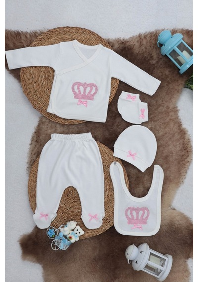 Sema Baby 5 Parça Hastane Çıkışı Zıbın Seti 0-3 Ay - Princess Diğer
