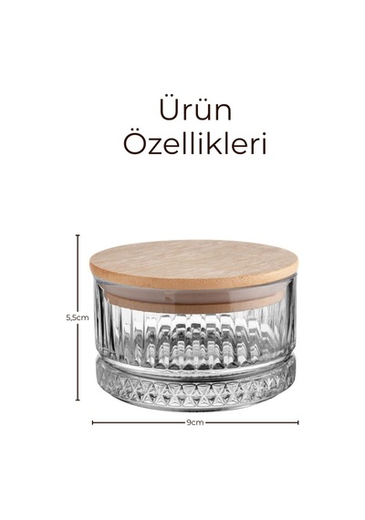 El Yapımı Cam, 4'lü Set Yuvarlak, Kahvaltılık Ve Çerezlik Bambu