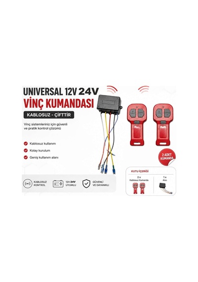 Universal Vinç Kumandası Kablosuz Çifttir 12/24v