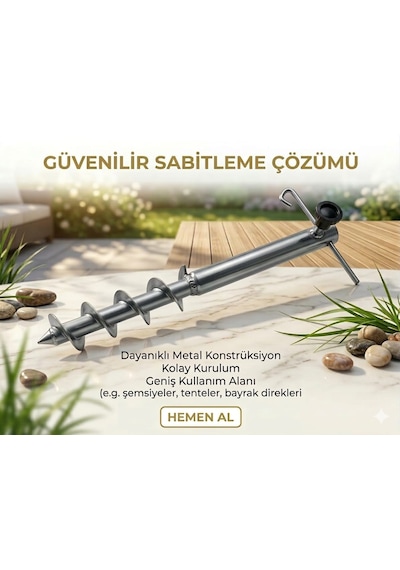 Metal Unıversal Şemsiye Sabitleyici Sılver Metal Gri