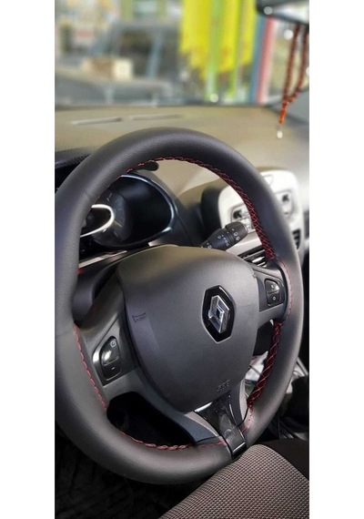 Renault Symbol 2013+ Uyumlu Direksiyon Kılıfı Dikmeli Siyah Ipli