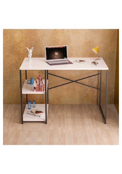 Reyo Falez 2 Raflı Çalışma Masası 60x120 - Bilgisayar Ofis Ders Masası Beyaz