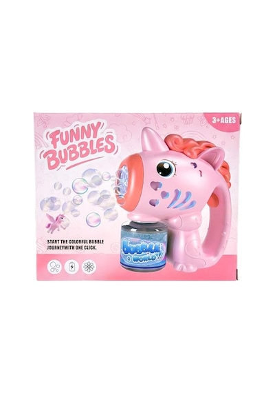 Funny Bubbles Elektirikli Unicorn Köpük Tabancası Pembe
