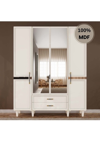 Kardelen 4 Kapak Mdf Ayaklı Tasarım Gardırop Aytaşı
