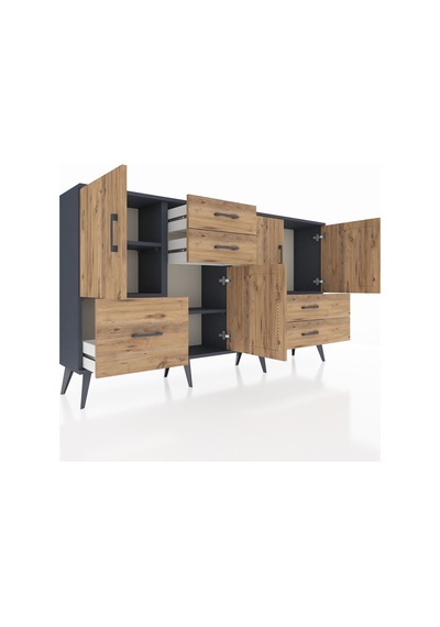 Arges Konsol 4 Raflı 5 Çekmeceli 4 Kapaklı 176x30x99 Antrasit-çam Atlas Çam - Antrasıt Arges Konsol 4 Raflı 5 Çekmeceli 4 Kapaklı 176x30x99 Antrasit-çam Atlas Çam - Antrasıt