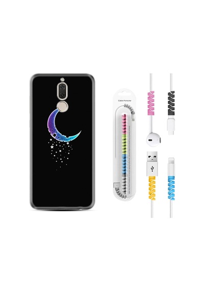 Huawei Mate 10 Lite Kılıf Kablo Koruyuculu Moon Star 1851
