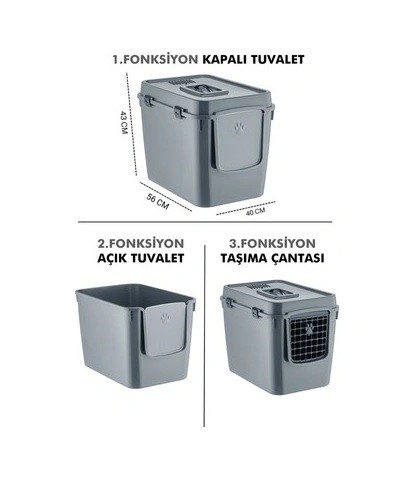 Maskot Üstten Kapaklı Kapalı Kedi Tuvaleti