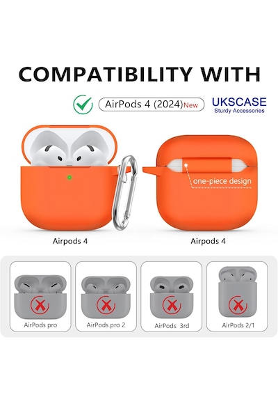 Apple Uyumlu AirPods 4. Nesil Soft Silikon Kılıf Düz Renkler Turuncu