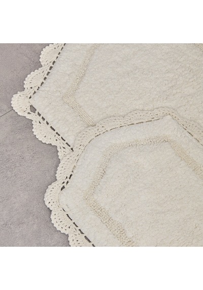 Soft Lace 2'li Banyo Paspası - Ekru - 40x60 Cm + 60x90 Cm Çok Renkli