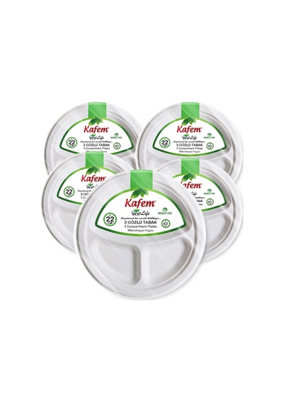 Kafem Ekolojik 3 Gözlü Karton Tabak 22 Cm 25 Li X 40 Paket Koli