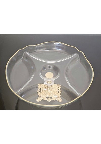 Atabey Home Bölmeli Servis Tabaği Döküm Ayakli Gold Detayli & Sunumluk & Kahvaltilik & Çerezlik 30cm
