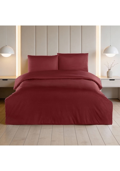 Linestyle Çift Kişilik %100 Pamuk Saten 90 Tel Nevresim Seti Bordo 3 Parça