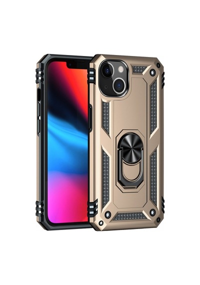 Apple iPhone Uyumlu,  14 Plus Kılıf Sofya Yüzüklü Silikon Kapak - Gold