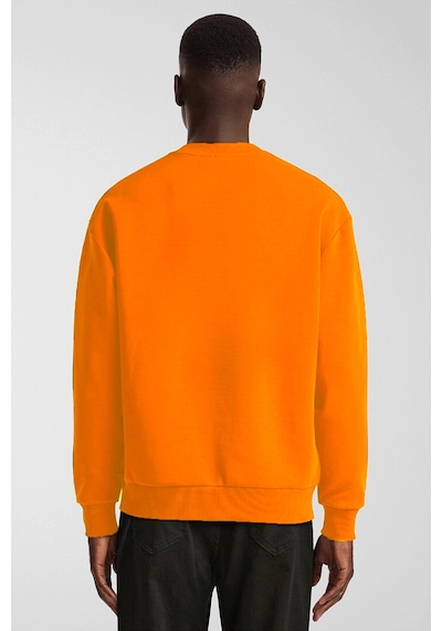 Erkek Bisiklet Yaka Rahat Kalıp 3 İplik İçi Polarlı Kalın Sweatshirt Spr25sw36 Oranj