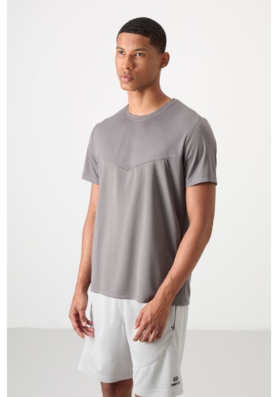Tommy Life Koyu Gri Polyester Nefes Alan Dokulu İnce Esnek Standart Fit Erkek Performans T-shirt - 88391 Koyu Gri