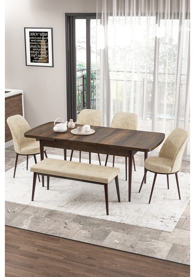 Canisa Zen Serisi 80x132 Mdf Açılabilir Barok Ahşap Desen Masa Takımı 4 Krem Sandalye Ve 1 Bench Masa Barok Sandalye Ve Bench Krem Canisa Zen Serisi 80x132 Mdf Açılabilir Barok Ahşap Desen Masa Takımı 4 Krem Sandalye Ve 1 Bench Masa Barok Sandalye Ve Bench Krem