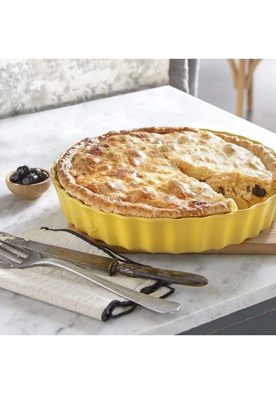 Emile Henry Tart-Börek-Flan Kabı Yuvarlak 32 cm Sarı/Provence Yel