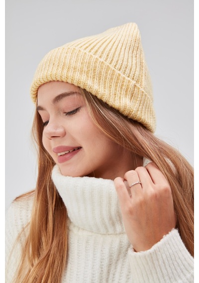 Derikem Basic Şık Standart Lüks Unisex Tiftik Bere Sarı