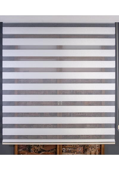 Beyaz Bambu Zebra Perde Beyaz