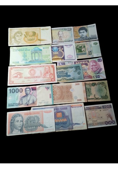 15 Adet Yabancı Koleksiyon Kağıt Para Başlangıç Setleri