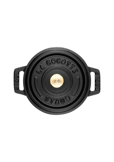 Staub 40500-101-0 Mini Güveç, Yuvarlak Kapaklı 10 Cm, 0,25 L, İndüksiyona Uygun, Mat Siyah Emaye Kap İçi, Siyah Diğer