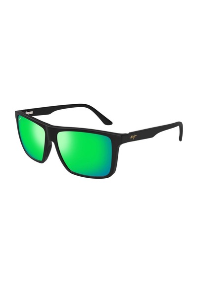 Maui Jim 610 02a 59 Polarize Aynalı Unisex Kare Siyah Kemik Güneş Gözlüğü Siyah
