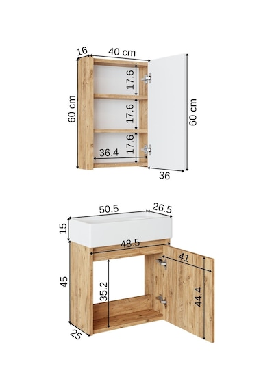 Roomart Ayaksız Tek Kapaklı Lavabolu 50cm Banyo Dolabı Atlantik Ç Atlantik - Çam Roomart Ayaksız Tek Kapaklı Lavabolu 50cm Banyo Dolabı Atlantik Ç Atlantik - Çam