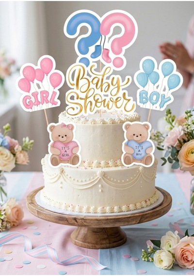 24 Parça 6 Kişilik Baby Shower Parti Ve Pasta Süsleri Seti
