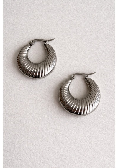 Çelik Silver Vintage Bold Model Aimee Küpe -kararma Yapmaz- Gümüş