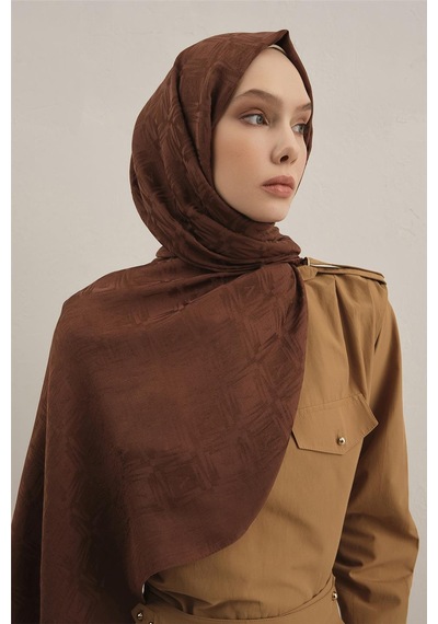 Armine Lyocell Naia Kare Monogram Şal 6 16 KAhverengi