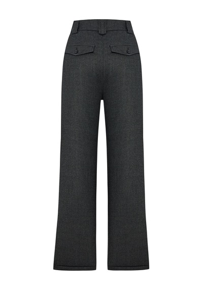 Mudo Kadın Kadın Gri Kemer Detaylı Geniş Paça Pantolon 1257611