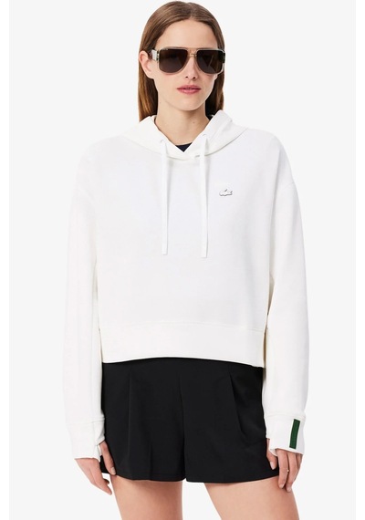 Lacoste Womens Relaxed Fit Sweatshirt Rahat Kesim Kapüşonlu Kadın Sweatshirt Beyaz