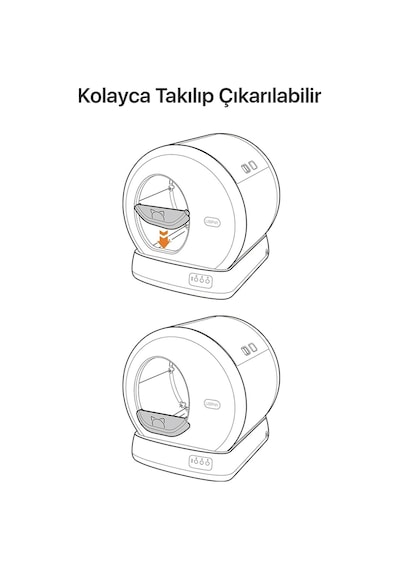 Ubpet C10 Pro Kameralı Otomatik Akıllı Kedi Tuvaleti İçin Aparat/buffle, Kum Sıçratma Önleyici, Beyaz