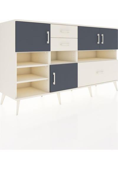Kronos Konsol 7 Raflı 3 Çekmeceli 4 Kapaklı 176x59x99 Aytaşı-antr Aytaşı-antrasit/aytaşı