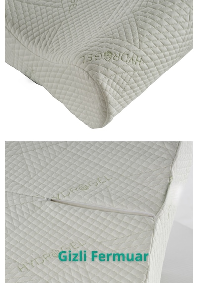 Rudu Hidrojel Hydrogel Yastık Kılıfı Çift Taraflı Visco Visko 51x41x13-11cm Beyaz - Yeşil