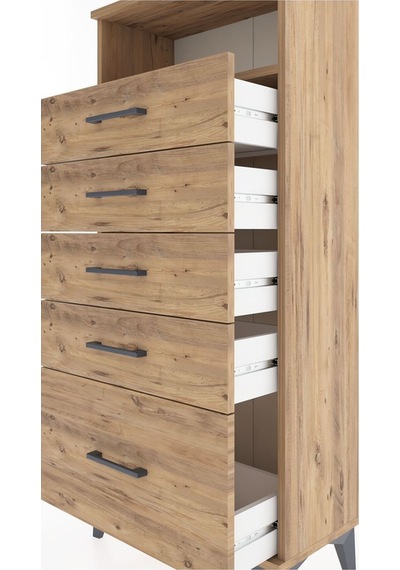 Hyperion Dolap Tek Raflı 5 Çekmeceli 60x44x134 Çam-çam Atlas Çam