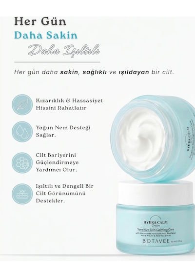 Botavee Su Bazlı Yoğun Nemlendirici, Yatıştırıcı, Ton Eşitleyici Yüz Kremi Hyaluronik Asit, Niacinamide Ve Alpha Arbutin