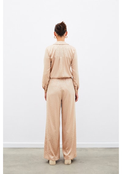 Sateen Bel Lastikli Desenli Pantolon - Camel-135100 Camel