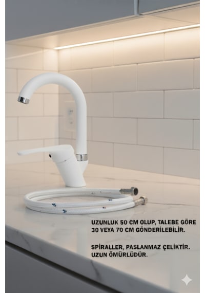 02-44 Lavabo Banyo Bataryası Robot Duş Takımı Musluk Armatür Siyah Beyaz Krom Gold Renkler Beyaz - Krom