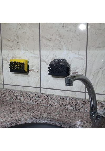 Paslanmaz Metal Çiçek Desenli Mutfak Banyo Sünger Ve Bulaşık Teli Sabun Tutucu 2 Adet Mt59 Diğer
