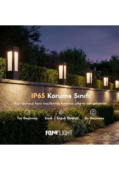 FoneLight Luxera 35 cm LED Bahçe Set Üstü Aydınlatma Antrasit Alüminyum IP65 Peyzaj Yürüyüş Yolu Lambası 3000K