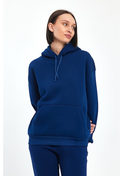 Odda Kadın Kapüşonlu Şardonlu Sweatshirt Lacivert