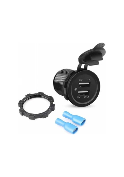 Çift Usb Çıkışlı Araç Şarj Soketi - 5v 1a / 2.1a Çıkışlı Kapaklı