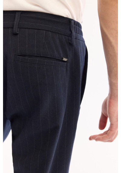 Avva Erkek Lacivert Viskon Karışımlı Kolay Ütülenen Çizgili Slim Fit Pantolon A52y3006