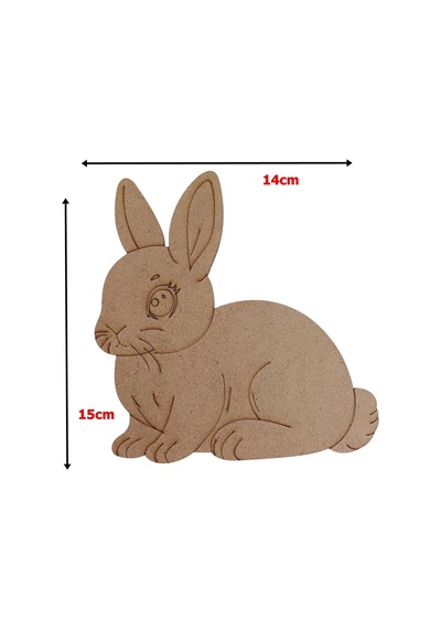 Boyanabilir Ahşap Tavşan Figürü 15x14 Cm 10 Adet