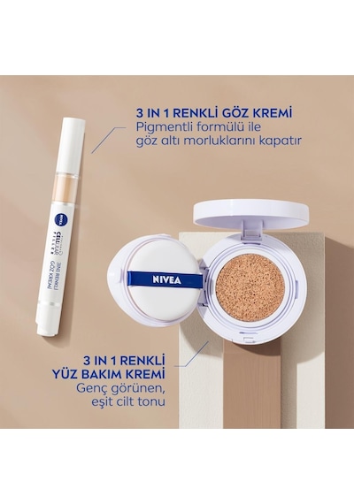 Nivea Cellular Expert Finish 3 in1 Cushion Renkli Yüz Bakım Kremi 02 Orta Ton 15 ML