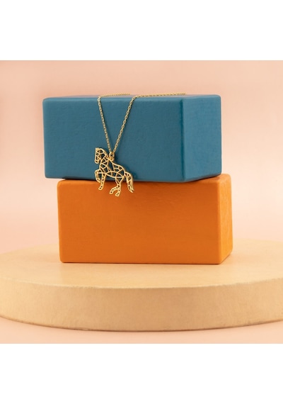 Dkmn Gümüş Origami At Şekilli 925 Ayar Gümüş Kolye